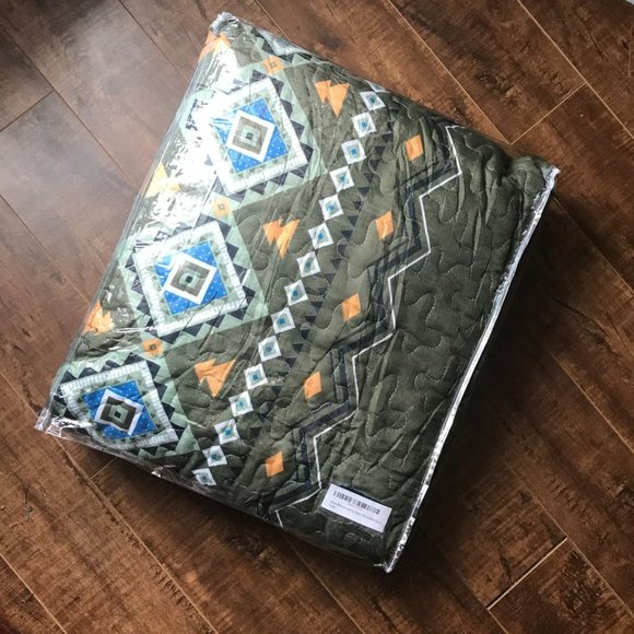 New Boho Olive Green 3 PC Bedding 100% Polyester Quilt Set • Reversible • QUEEN - Picture 8 of 9